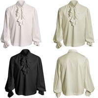 Chemise en dentelle gothique médiévale pour adultes, hommes et femmes, à manches longues, style victorien steampunk, pour cosplay et tenues de scène