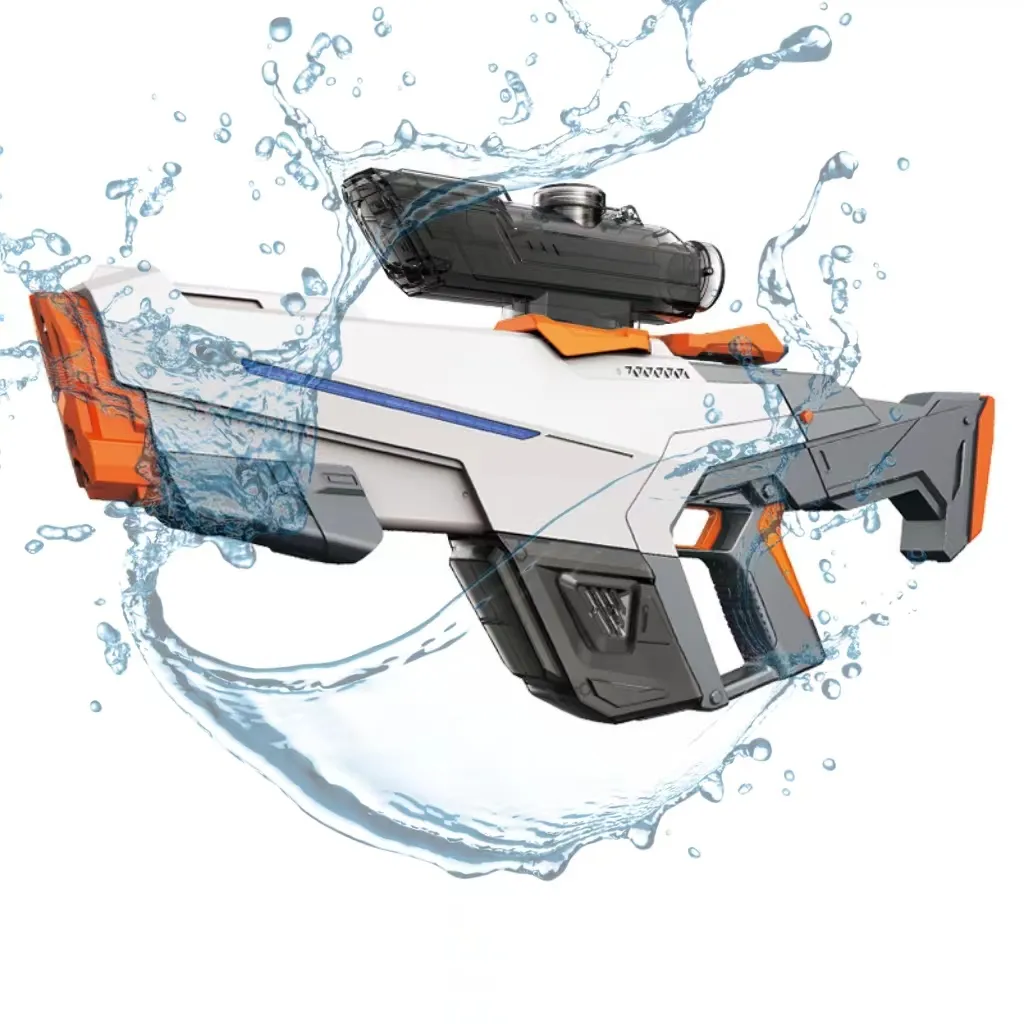 Pistola de água elétrica com luz, pistola automática de água para brinquedos, bateria de 7.4v, novidade de 2024
