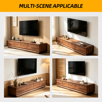 Meuble TV en bois de noyer noir 100% naturel, 240 cm de long, centre de divertissement moderne, meuble TV avec 4 tiroirs, console multimédia, table de salon