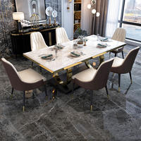Ensemble de tables à manger modernes avec plateau en pierre frittée effet marbre, mobilier de salle à manger, dropshipping