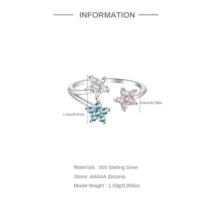 CANNER Dainty 925 Sterling Silver Open Adjustable <b>Finger</b> <b>Ring</b> Colorful Crystal Flower Girls Women Summer <b>Ring</b> - Product Image 6