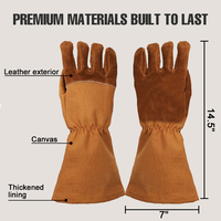 Gants de barbecue longs marron personnalisés résistants à la chaleur pour extérieur, accessoires de four extérieur, gants de grillades en cuir