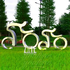 정원 예술 추상 금속 스테인리스 그림 자전거 조각