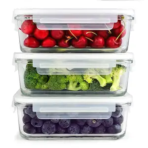 مستطيل البورسليكات الزجاج الغذاء الحاويات الميكروويف زجاج حماية الغذاء الحاويات