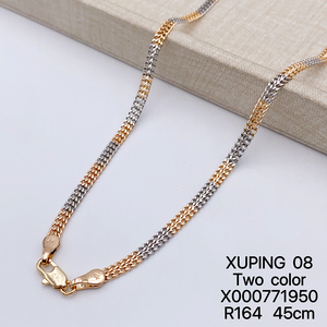 Collana da uomo XUPING all'ingrosso placcata <span class=keywords><strong>oro</strong></span> bicolore stile Hip Hop Rapper, catena a maglie - Product Image 3