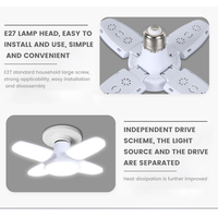 Ampoule LED pliable en forme d'éventail E27 28W AC220V/110V, déformable pour éclairage de plafond domestique, entrepôt et garage, lumière blanche 6500K