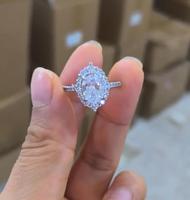 Usine exquise Marquise en forme de cristal ovale cubique zircone bague pour mariage mariée argent plaqué anneaux pour femmesGJZ0253