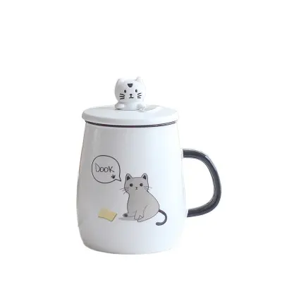 Zogift prodotti più venduti in modello animale latte tazza di tè bianco e nero 3d cartone animato a forma di bella tazza di caffè gatto
