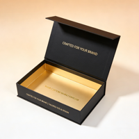 Boîte cadeau magnétique personnalisée grand format rigide or et noir avec logo, emballage d'expédition en feuille avec mousse EVA pour vêtements de luxe, perruques et cheveux