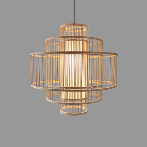 Thời trang lớn tự nhiên mây tre Đèn bóng râm Mặt dây chuyền handwoven LED Tường Đèn cho khách sạn nhà hàng phòng ngủ phong cách LED - Product Image 5