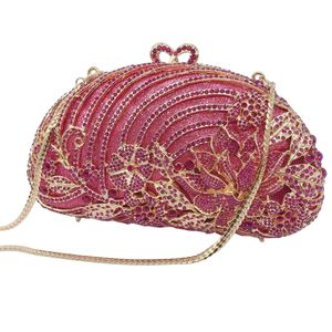 Bolso de Mano Elegante para Mujer con Pedrería Floral, Bolso de Noche con Cristal de Loto 3D, Correa de Cadena Metálica, Bolso Tipo Clutch para Cócteles - Product Image 4