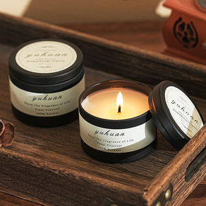 Bougie parfumée Northern Mu en boîte noire en forme de tasse, cire de soja, parfum naturel, cadeau de mariage - Product Image 1