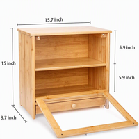 Boîte à pain en bambou à double couche grande capacité pour comptoir de cuisine avec couteau à pain intégré et tiroir à fenêtres transparentes