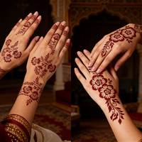 Tatouages temporaires imperméables pour femmes, autocollants de tatouage au henné, faux tatouages pour la main, la jambe, la manche, l'art corporel, tatouage au henné