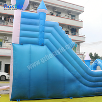 Château Gonflable Commercial Bleu et Blanc avec Toboggan Combo pour Enfants, Maison de Rebond et Toboggan Sec pour Location de Fêtes et Aire de Jeux Extérieure