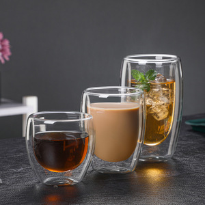 Tasse à café en <span class=keywords><strong>verre</strong></span> à <span class=keywords><strong>double</strong></span> paroi classique en borosilicate de haute qualité 240 ml 300 ml 400 ml avec - Product Image 5