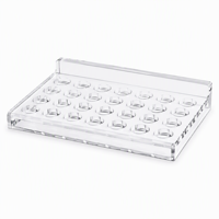 Présentoir personnalisé en acrylique transparent pour bouchons d'oreilles, petit support d'accessoires de vente au détail avec compartiments ronds, logo OEM, ensemble de présentoirs de comptoir