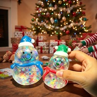 Jouet anti-stress Père Noël de Noël de 9 cm en TPR texturé à la maltose avec paillettes, poupée simulée à rebond lent