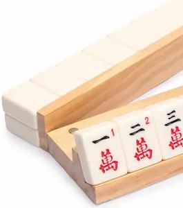 Custom Set Of 4 Pine Wood Mahjong Game Racks With Built In Pushers