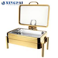 XINGPAI prix d'usine chauffe-plats électriques pour buffet Durable 304 métal 9l ensemble de chauffe-plats d'hôtel avec couvercle en verre