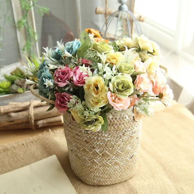 Buket Bunga Meja Pernikahan Pengantin Unik, Hiasan Tengah Meja untuk Dekorasi Rumah Buket Bunga Mawar Sutra Buatan