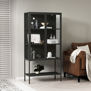 Meuble de rangement d'angle <span class=keywords><strong>en</strong></span> métal grand format KD Israel, <span class=keywords><strong>en</strong></span> promotion, avec portes <span class=keywords><strong>en</strong></span> métal et <span class=keywords><strong>en</strong></span> <span class=keywords><strong>verre</strong></span>, servant de buffet, de credenza ou de bibliothèque - Product Image 2
