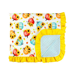 OEM-mantas con estampado de <span class=keywords><strong>toro</strong></span> para bebé recién nacido, manta portátil para bebé, manta con volantes minky unisex - Product Image 6