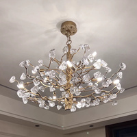 Lustre en cristal de lustre de lumière pendante faite sur commande d'or nordique de haute qualité de restaurant de salon