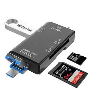 6 en 1 Type C Micro USB 2.0 vers SD TF carte de lecture lecteur de carte mémoire haute vitesse type-c avec adaptateur USB OTG pour téléphone portable pc