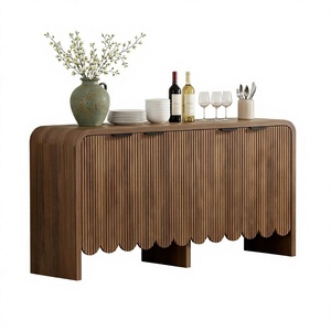 <span class=keywords><strong>Buffet</strong></span> à 4 portes cannelées de 59 pouces avec étagères réglables, panneau en bois épaissi anti-basculement - Salon/Salle à manger/<span class=keywords><strong>Cuisine</strong></span>/Entrée - Product Image 1