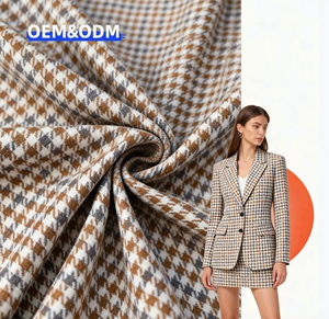 Tela de Gamuza Suave con Estampado de Pata de Gallo de Alta Calidad para Prendas y Abrigos - Product Image 1