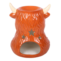 Brûleur à huile en céramique en forme de vache des Highlands |   Diffuseur de cire parfumée style ferme pour la maison