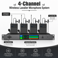 Système de microphone sans fil Lavalier UHF 4 canaux X4-L True Diversity pour spectacles sur scène, conférences et salles de réunion
