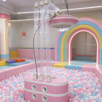 Moetry Jeu interactif Fontaine cascade à balles avec éclairage LED et musique, Machine à balles gonflables pour aire de jeux intérieure