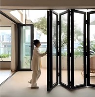 GREATMEN Porte pliante en aluminium et verre, série 75, luxe, robuste, à rupture de pont thermique, pour villa résidentielle, design moderne, double vitrage, économie d'énergie