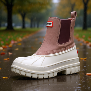 Bottes de pluie pour femme Hunter Sutton, couleur ivoire, imperméables, en faux daim, bout rond, taille 10 - Product Image 2