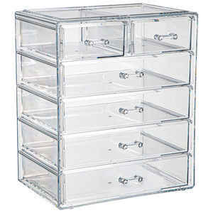 Kim cương <span class=keywords><strong>Acrylic</strong></span> trang điểm hộp trang điểm bút lông mày bút chì lưu trữ hộp năm lớp ngăn kéo lưu trữ máy tính để bàn - Product Image 1