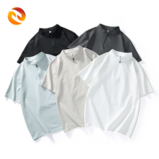 Quarter Zip Short Sleeve Knitted Sporty Performance Utility Shirt Outdoor Hiking Breathable Work Shirt Adventure Commute