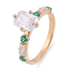Bague en or massif 14 carats DEF Moissanite, émeraude de laboratoire, bijoux fins conçus par Xinfly, populaires pour toutes les occasions - Product Image 5