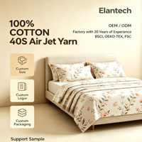 Parure de lit 100 % coton à motif imprimé, ensemble couette et drap en coton Air Jet, ensemble de literie en coton avec drap et housse de couette