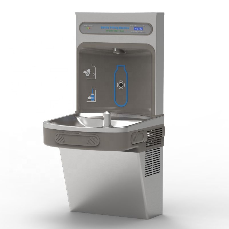 Stainless Steel Water Cooler/Wall Mounted Cold Water Dispenser with Bottle Filler, bottle filling station