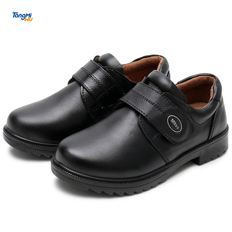 Tangmiwu OEM Заводская Хорошая цена классический слайд-в мальчик кожа студент черная школьная обувь
