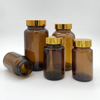 Emballage de bouteilles de capsule de pilule ambre givré en verre de haute qualité de 60ml 100ml 250ml pour la médecine