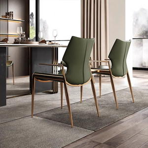 <span class=keywords><strong>Chaise</strong></span> de salle à manger en cuir épaissi de luxe italien, au design moderne, pour usage domestique, bureaux de vente, restaurants et salles d'exposition. - Product Image 4