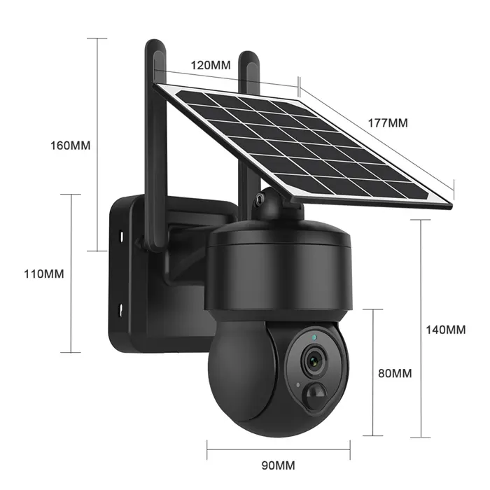 Năng lượng mặt trời Powered Pin an ninh máy ảnh Đèn pha ngoài trời không dây CCTV Camera