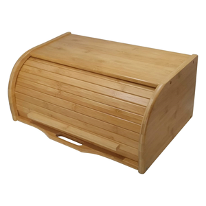 Contenedor de pan de bambú con <span class=keywords><strong>tapa</strong></span> enrollable clásica <span class=keywords><strong>grande</strong></span> de madera personalizada de fábrica, organizador de mostrador de cocina para mostrador de cocina, caja de pan - Product Image 1