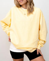 Sudadera de Algodón con Cuello Redondo y Hombros Caídos para Mujer, Estilo Oversize, Personalizable, en Oferta