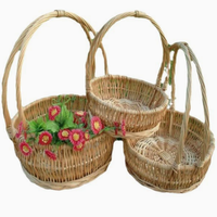 Panier en osier tressé à la main sur mesure, directement de l'usine, panier à fleurs, panier à fruits, panier de pique-nique portable, panier de rangement
