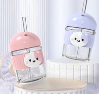 Gobelets en verre épais style Ins avec paille, écologiques, durables, design moderne et mignon pour la rentrée scolaire des enfants, vente en gros