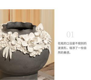 Vasi in ceramica fatti a mano mobili per la casa stile moderno decorazione per soggiorno vasi grandi in ceramica da pavimento a pavimento - Product Image 4